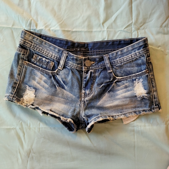 Distressed Micro Mini Blue Jean Shorts - Picture 1 of 5